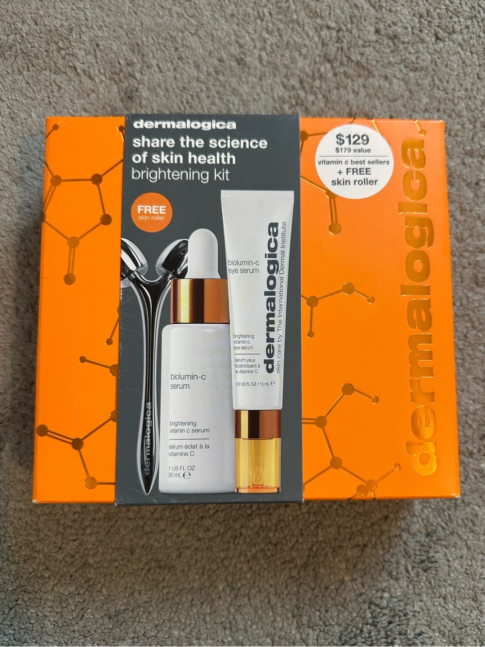 Dermalogica Brightening Kit Vitamin C Serum Biolumin C Eye Serum Roller